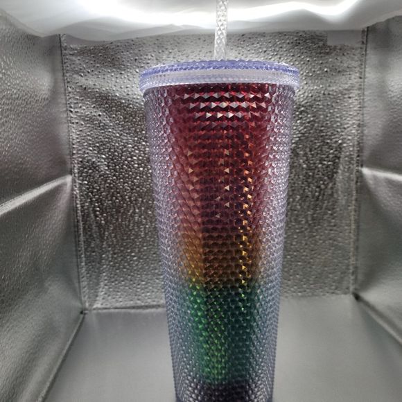 NWT! Starbucks New Summer 2020 Rainbow Pride Studded Bling 24 Ounce Tumbler Cup - Picture 3 of 3